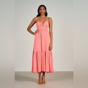 South Moon Under Juniper Blu Coral Summer MIDI Dress L